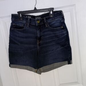 a.n.a Dark Wash 4 High-Rise Midi-short 5" inseam Rolled Hem Casual Cummer Shorts